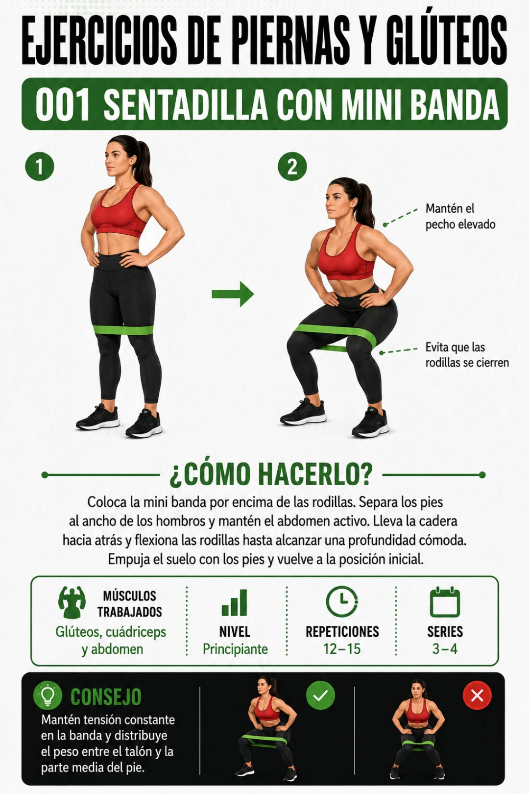 Ejercicio 001: sentadilla con mini banda